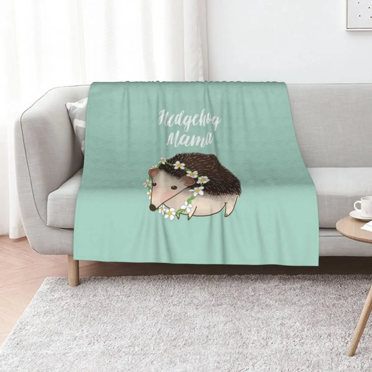 Hedgehog Mama, Hedgehog Mum, Hedgehog Mom Throw Blanket Wrinkle Resistant Lightweight Blanket