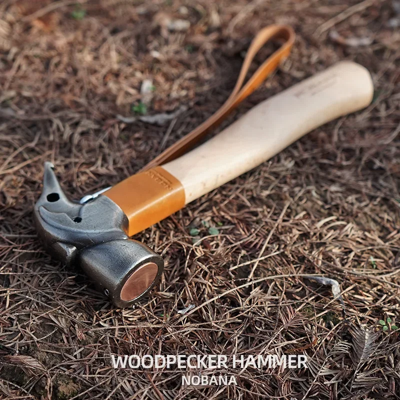 New Outdoor Camping Stainless Steel Hammer Brass Woodpecker Hammer Multifunctional Tent Awning Nail Hammer Camping Hammer