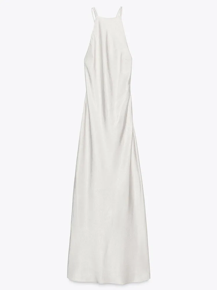 

Summer New Sexy Strapl Bal Silk Satin Material Midi Dr Women's Faionable Ethnic Sle Stage Costume ZA2025