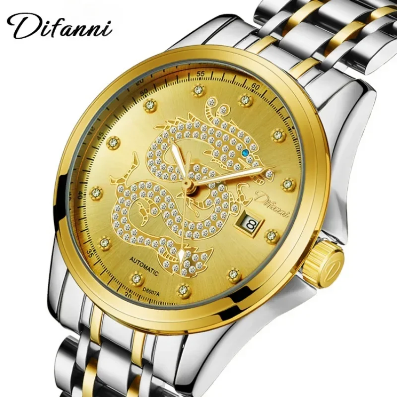 Tourbillon Perpetual Calendar Automatic Mechanical Watch Men's Casual Sport Waterproof Diamond-studded Man Steel Strap Watch