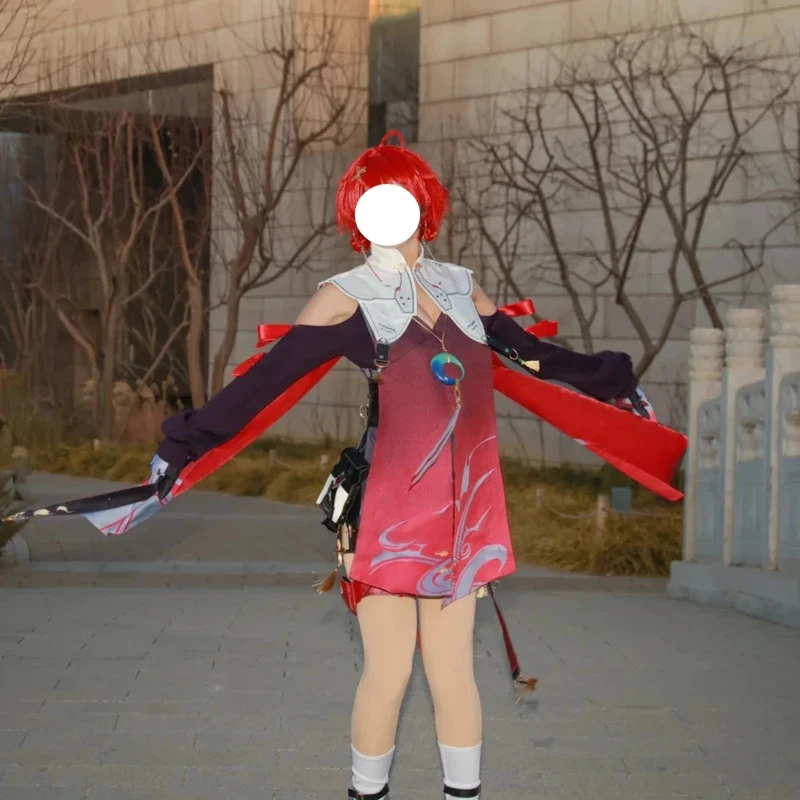 A;3\v,7'd/Wuthering Waves Danjin Ranger Girl Same Style Cosplay Costume Red Dress Accessories Women Halloween Carnivc;4'b,7'm\1/ view 5