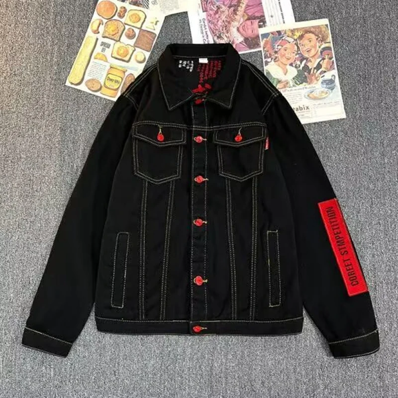 

Корейская мужская джинсовая куртка, осенняя верхняя одежда, повседневное свободное мужское пальто, мужское пальто, крутое брендовое пальто в японском стиле y2k