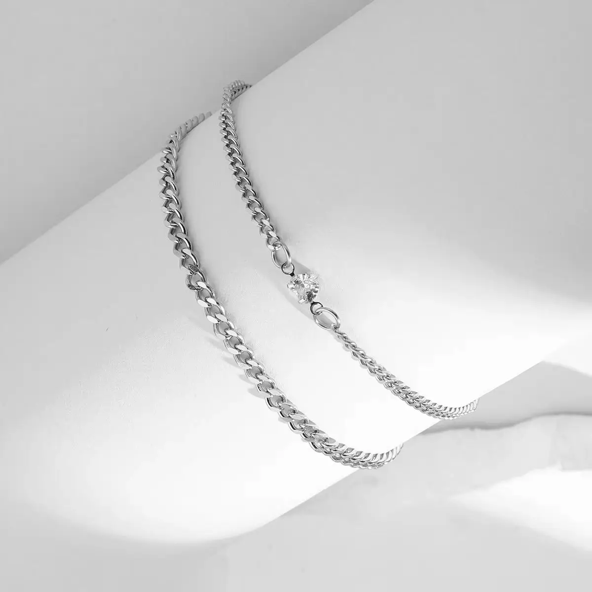 

Simple Stainless Steel Bracelet Set for Couple Unisex Women Men Lovers Heart Chain Bracelets Fashion Fine Jewelry Wholesale