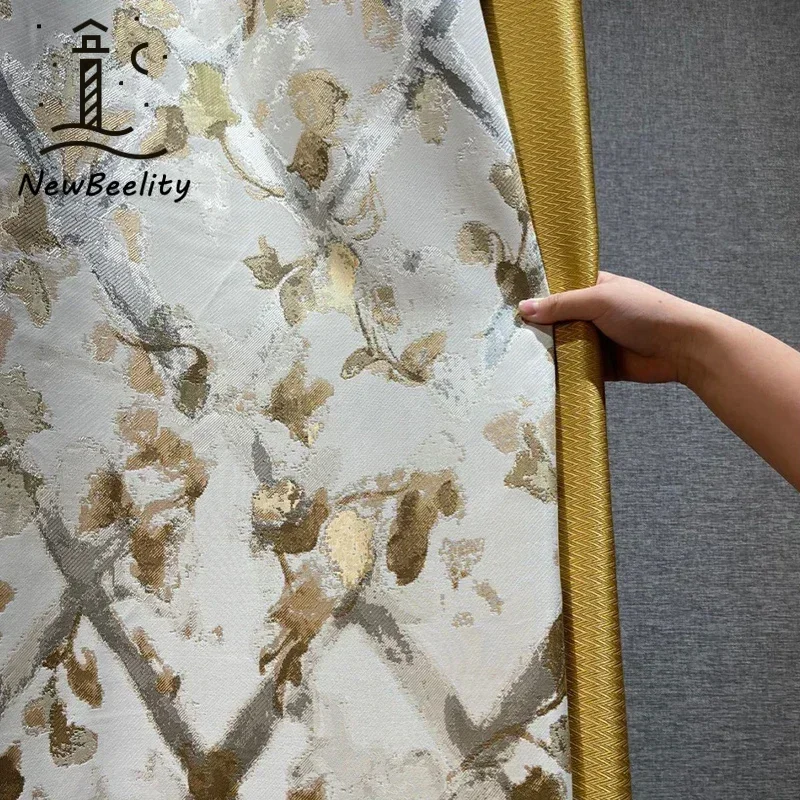 

New Chinese Curtains Blackout Luxury Gold Jacquard Curtains for Living Room Bedroom Curtains Customize Decoration Drapes