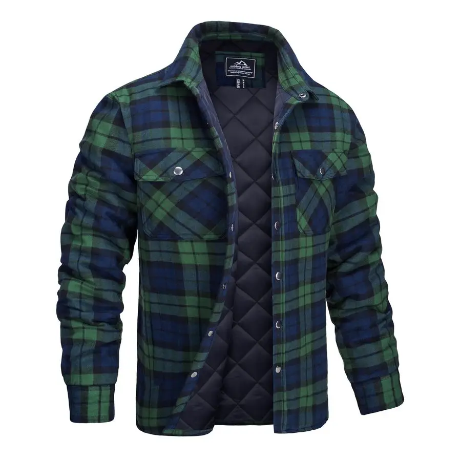 

Фланелевые рубашки с длинным рукавом, стеганая подкладка на пуговицах, клетчатая фланелевая куртка, тяжелое теплое зимнее пальто