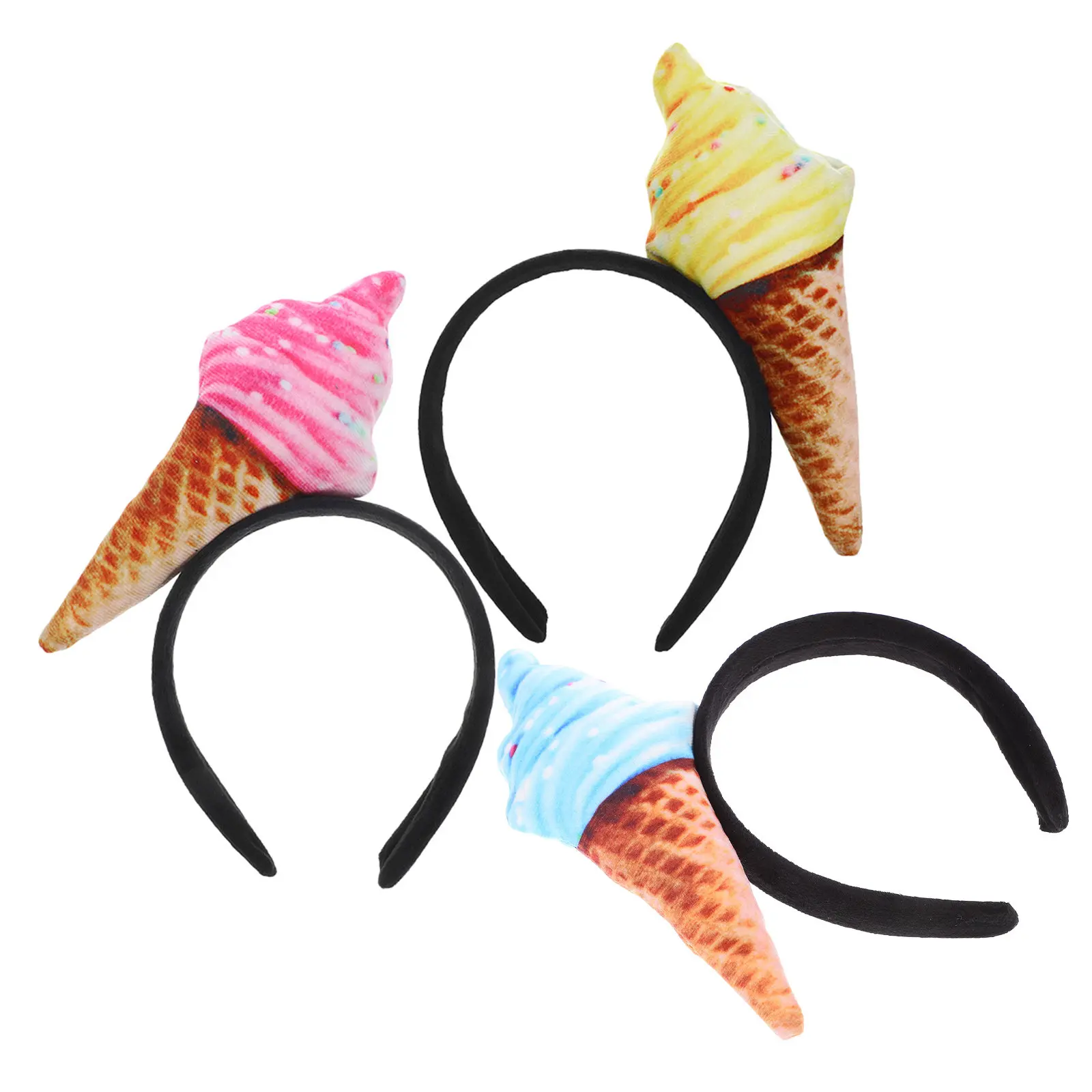 

3Pcs Ice Cream Cone Headband for Women Hair Styling Band for Face Washing Spa Facial Headband Washable Lightweight