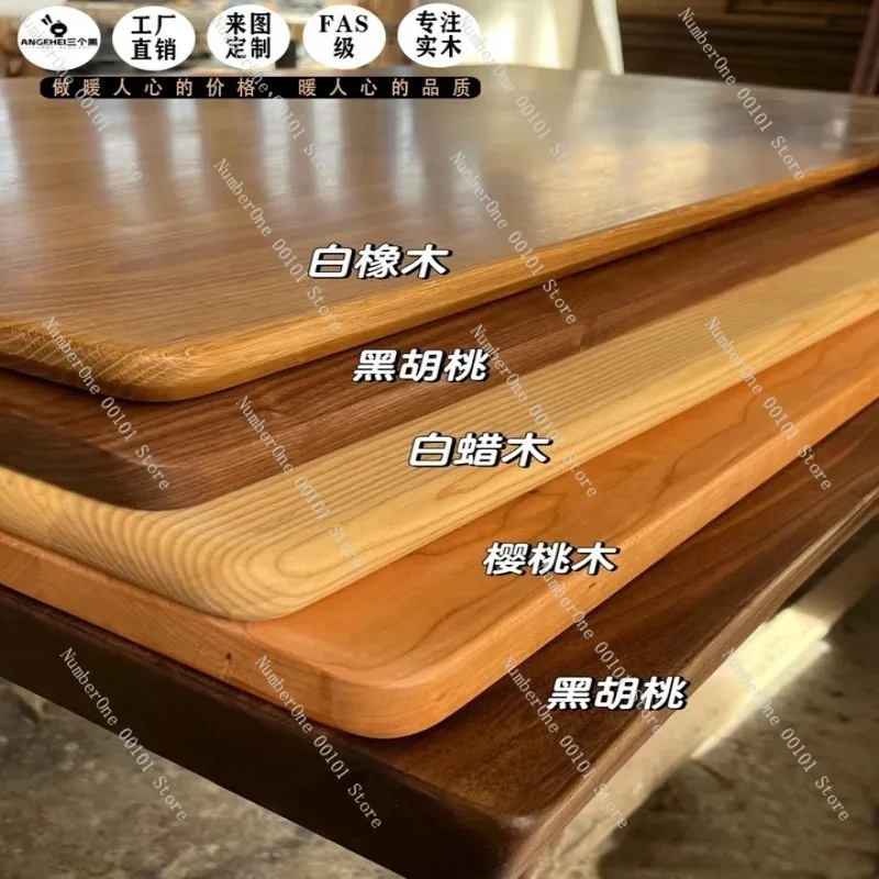 Premium Solid Wood Table Chair Set Red Oak White Oak Elm Ash Walnut Pine Conference Office Desk Wooden Board Bar Countertop
