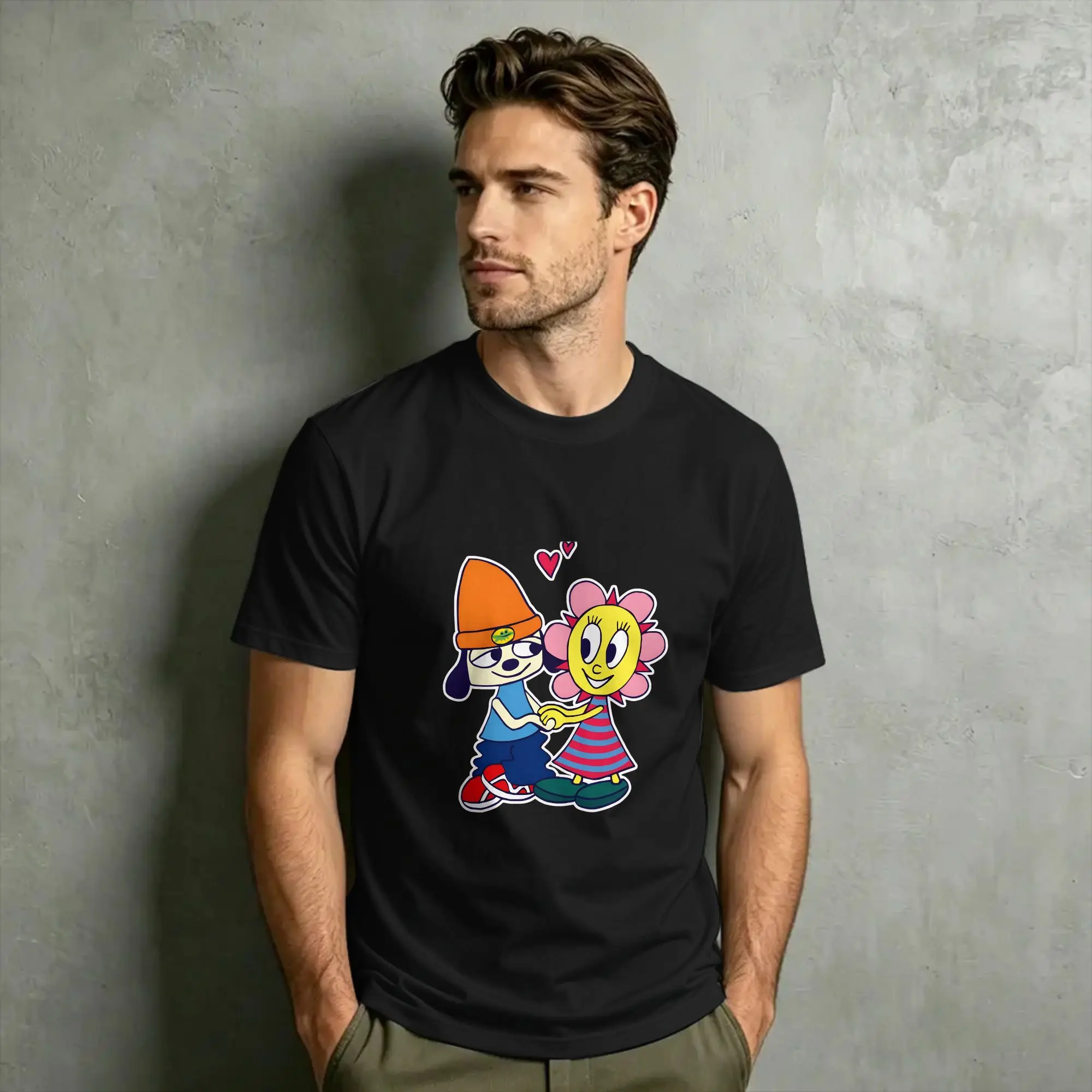 PA-PaRappa The Rapper Game Men T Shirt  Novelty Tee Shirt Short Sleeve Round Neck T-Shirts Cotton Gift Clothes