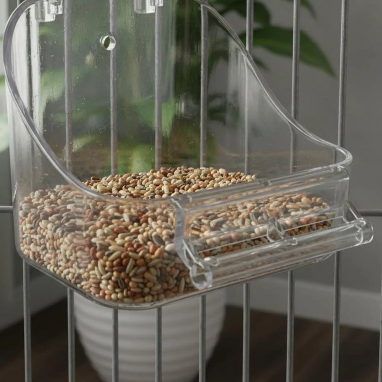 Bird Food Bowl Removable Enclosure Mounted Food Bowl Small Pet Bath Tub Easy to Clean Bird Feeder Cup 2 in 1