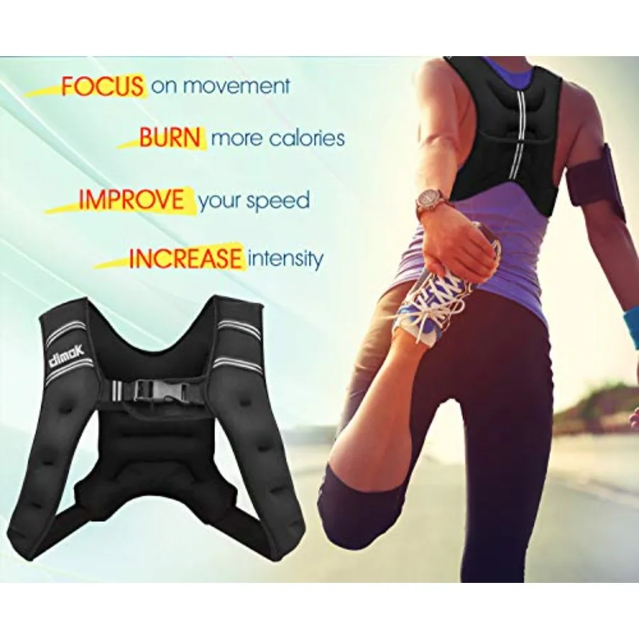 Colete esportivo ponderado de 12 libras para equipamentos de treino de cardio e força, ideal para corrida, caminhada e fitness ao ar livre