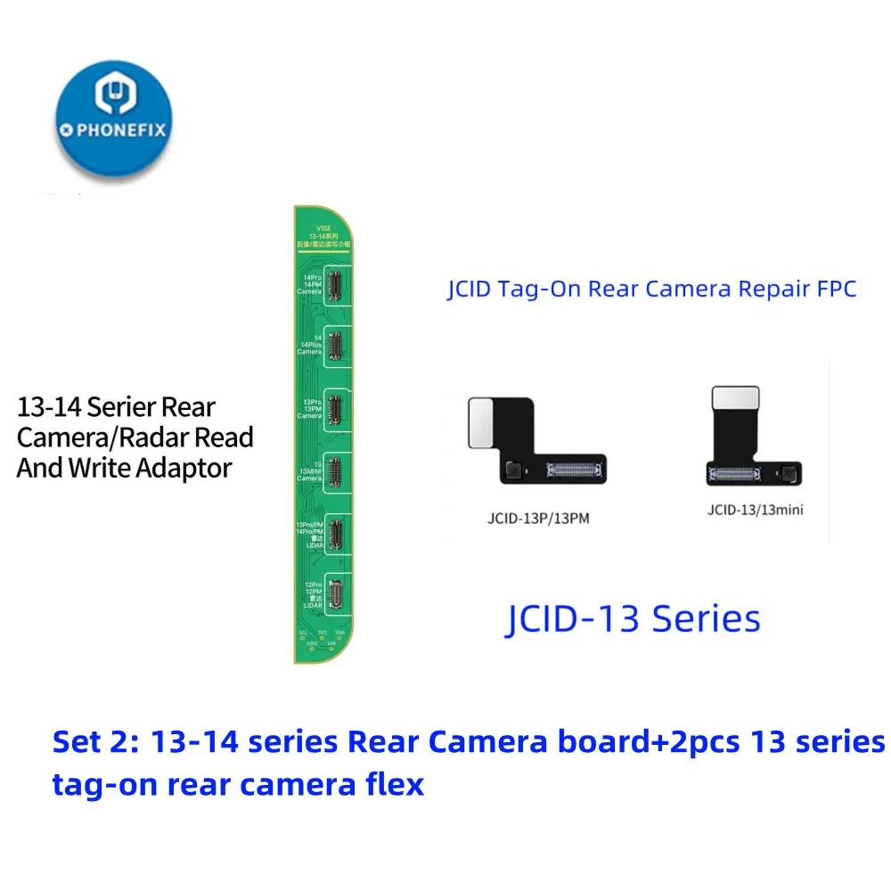 JCID Tag-On kamera tanpa solder, perbaikan FPC Flex untuk iPhone 12-15 Pro Max kabel perbaikan kamera tanpa solder perbaikan masalah Pop-up