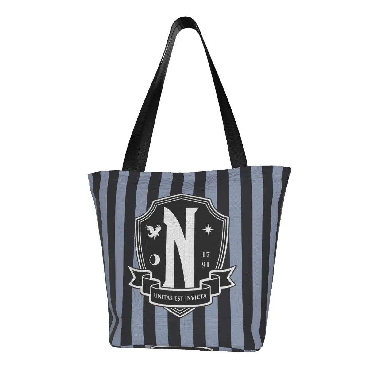 

Funny Nevermore Academy Wednesday Addams Shopping Tote Bags Recycling Horror TV Canvas Groceries Shopper Shoulder Bag