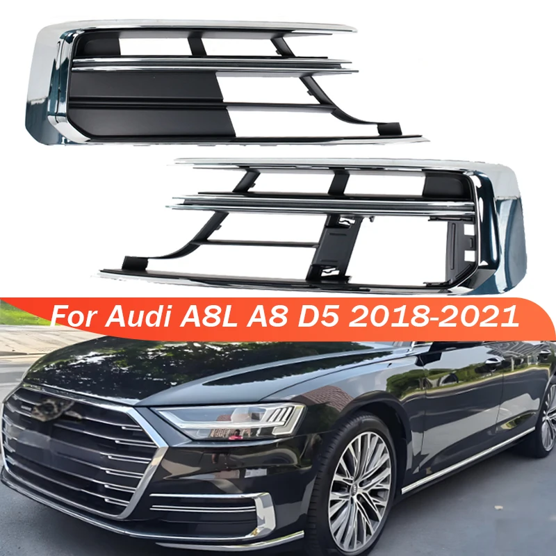 

Car Front Lower Bumper Fog Lamp Cover Grille For Audi A8L A8 D5 2018 2019 2020-2021 Fog Light Trimming Bezel Cover