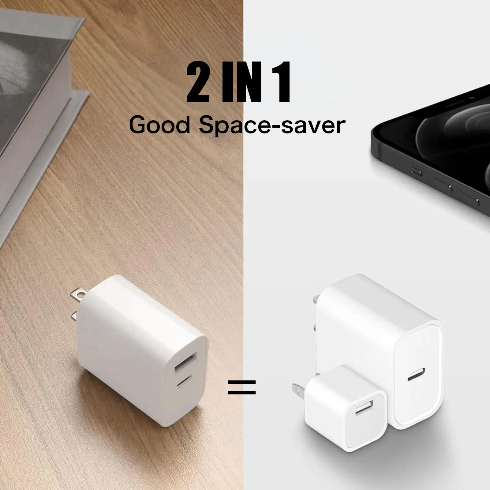 5-1 قطعة USB C شاحن كتلة المزدوج ميناء PD3.0 محول آيفون 16 15 سامسونج نوع C شاحن USB A QC3.0 الجدار شاحن سريع