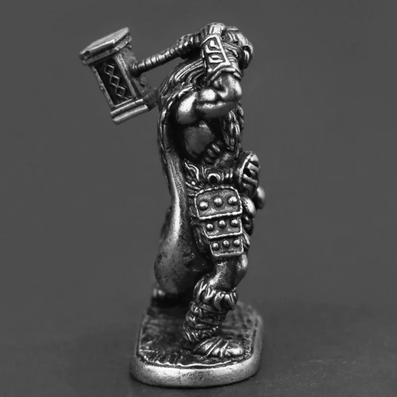 Solid White Copper Metal Barbarian Warrior Miniature Figure - Fantasy Desktop Ornament Collectible Toy for Men, Gift &Home Decor