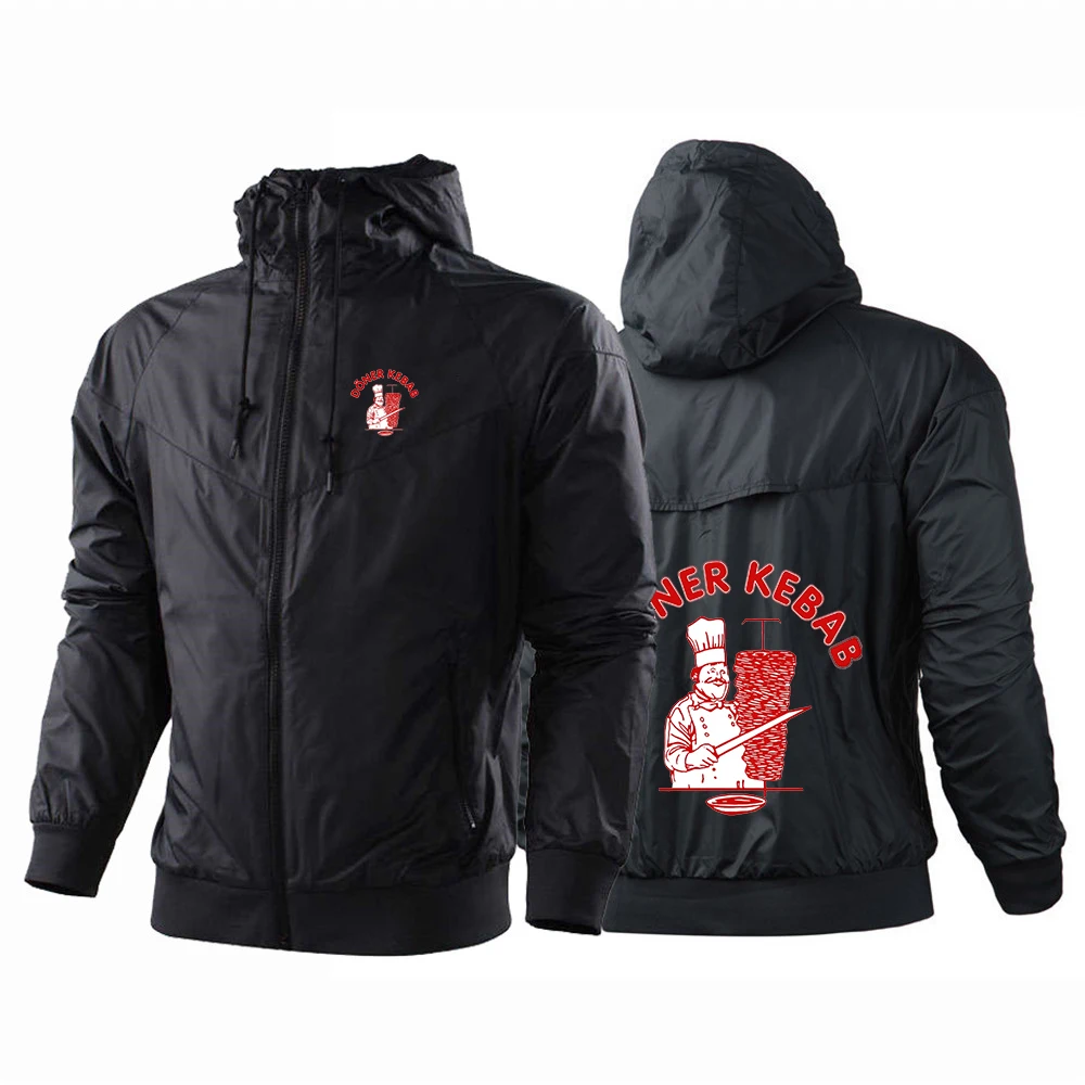 

2026 Doner Kebab Print Spring Autumn Men's New Five Color Zipper Windbreaker Comfortable Outdoor Travel Cycling Fashion Coat