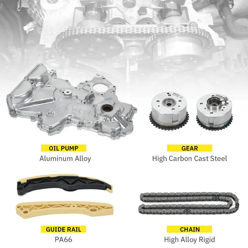 Distributiekettingset + VVT-versnelling + oliepompdeksel Past op Hyundai Veloster Elantra Kia 12-21