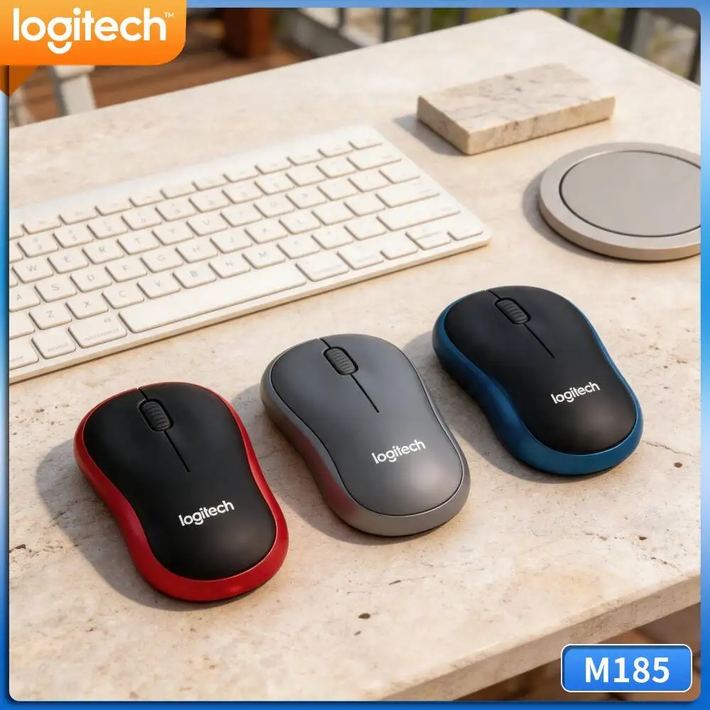 Logitech M185 Move-Precise Mouse 1000 DPI Optical Sensor 2.4GHz 10m Range 12-Month Battery Auto-Sleep Function Tool
