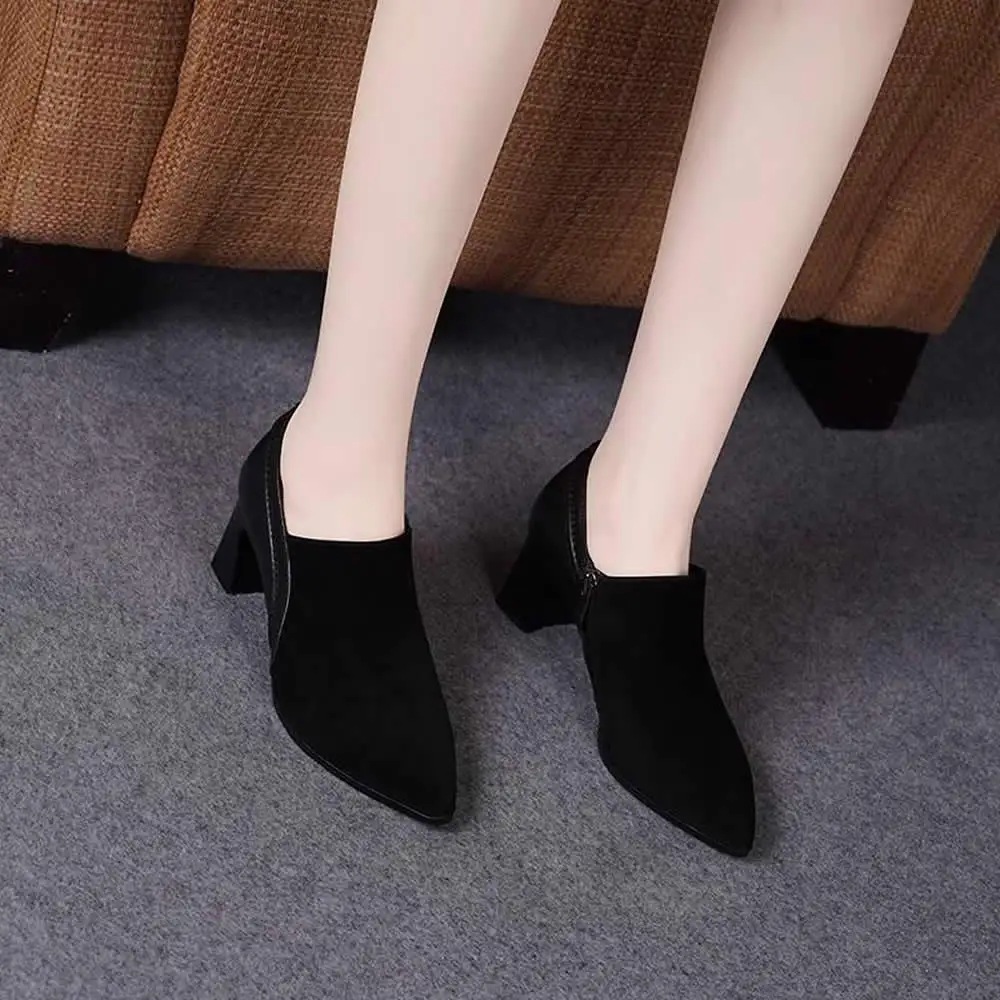 2025 أحذية أنيقة الإناث الجانب البريدي المرأة عالية الكعب رائجة البيع مكتب والوظيفي مضخات النساء أشار تو حذاء بكعب سميك أحذية النساء #3