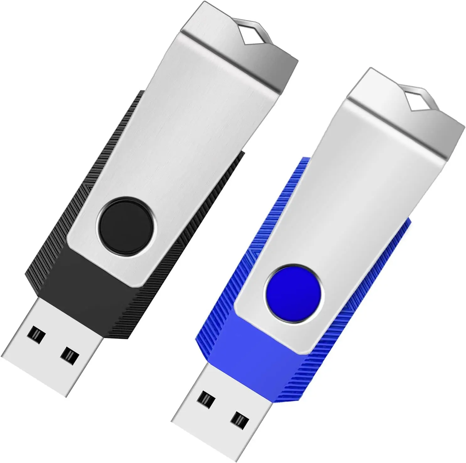 

2-Pack 1GB USB 2.0 Flash Drives with LED Light and Lanyards for Storage, Black and Blue