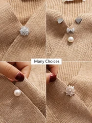 Cute Creative Women's Pearl Brooch Cardigan Pin Anti-Exposure Neckline Fixer Stylish Fashion Clothes Decoration Accessory 1396