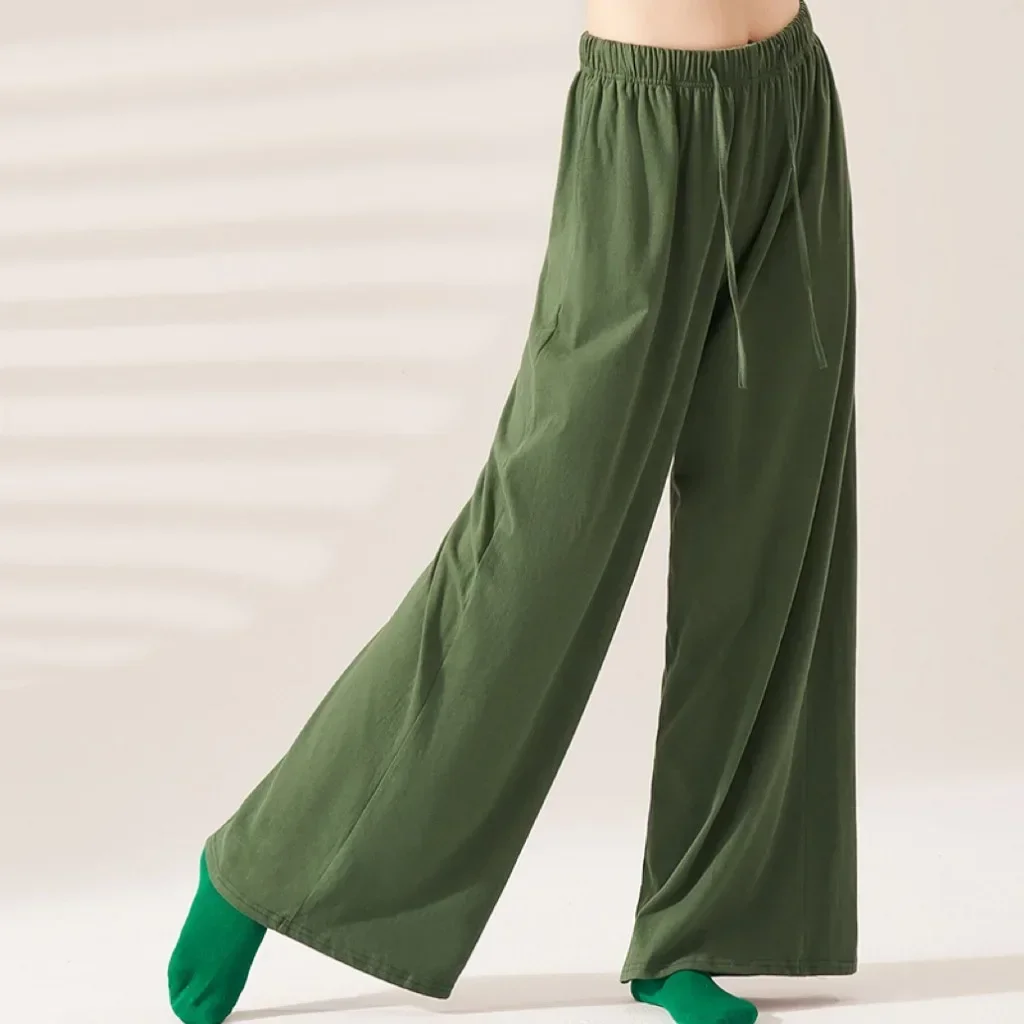 Übungshose, neue locker drapierte, gerade, hohe Taille, klassischer, moderner Tanz, Lehrer, lange Wolke, weites Bein