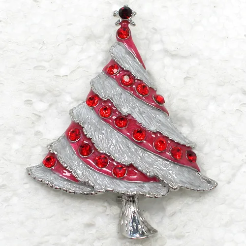 60Pcs/lot Mixed cdor (Can Notes color) Fashion brooch Rhinestone Enamel Christmas tree Pin brooches  C101421