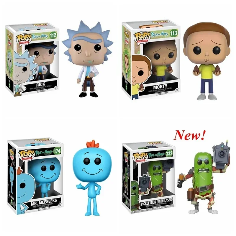 Figura de Vinilo Funko Pop de Rick y Morty, Modelo Rick 112 #   Pickle Rick con Láser 332 #   MR.MEESEEKS 174 #   Juguetes Coleccionables de Regalo