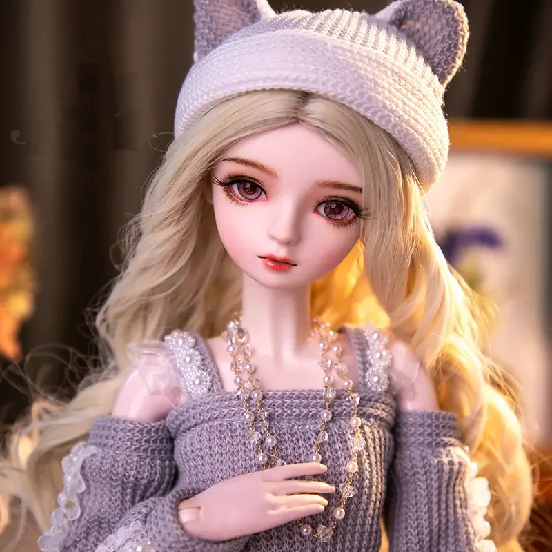 Large 1/3 Bjd Female Doll Full Set 60cm Fashion City Girl Ball Jointed Dolls with Makeup and Clothes Toys for Girls Gift