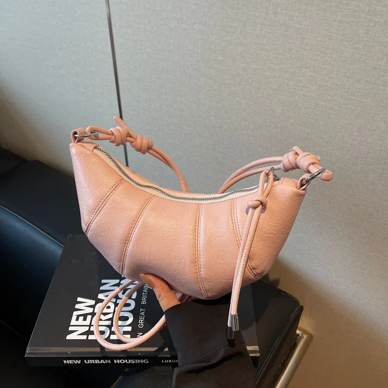 

Spring Summer Crossbody Bag Women Dumpling Bags Hobos Luxury Soft Leather Shoulder Bag Ladies Handbags Cow Horn Hanging Wallets