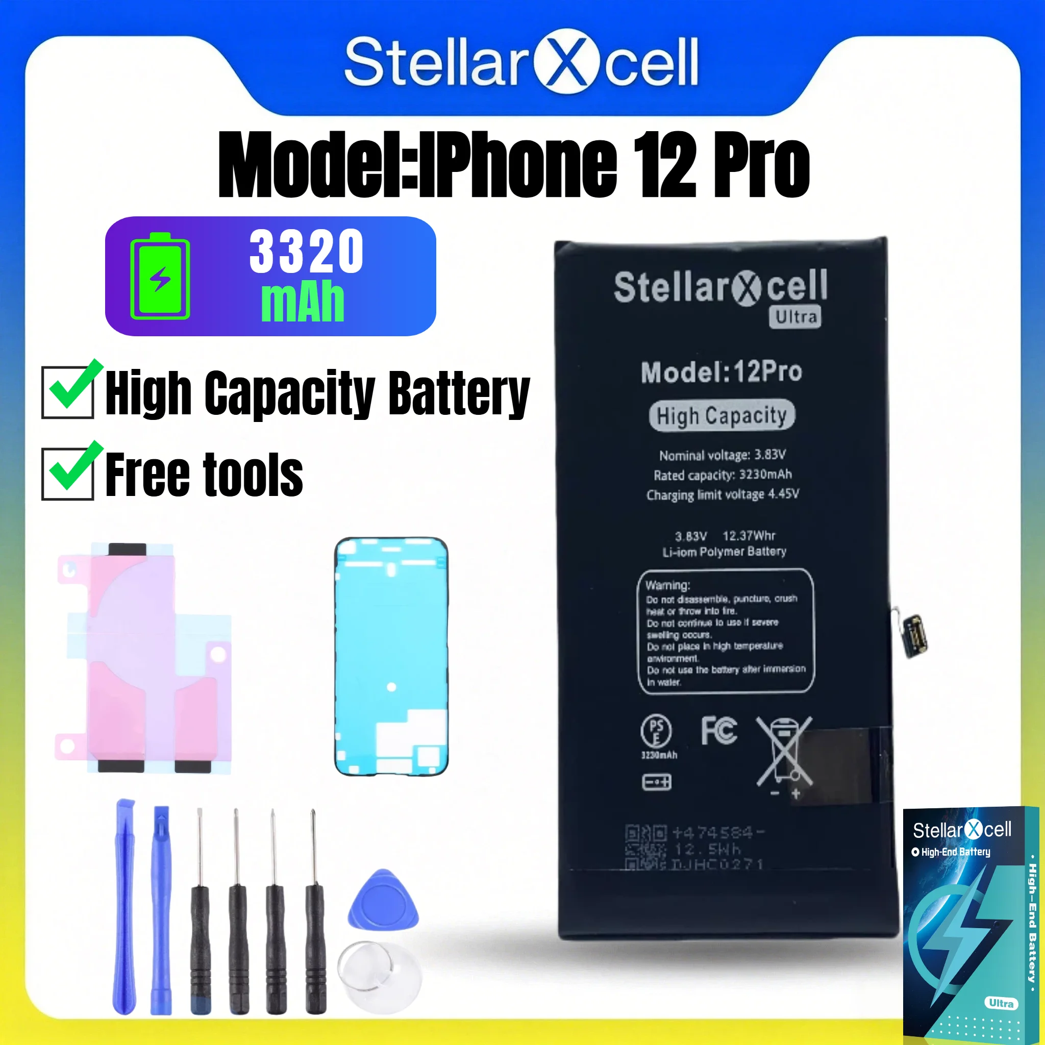 StellarXcell Ultra-Akku für iPhone, Versand aus Deutschland, für iPhone 7 8 X XR XS XSMAX 11 12 13 14 15 Mini Plus Pro Promax Hochleistungsakku Hochwertiger Akku iPhone-Akku-Ersatz mit kostenlosen