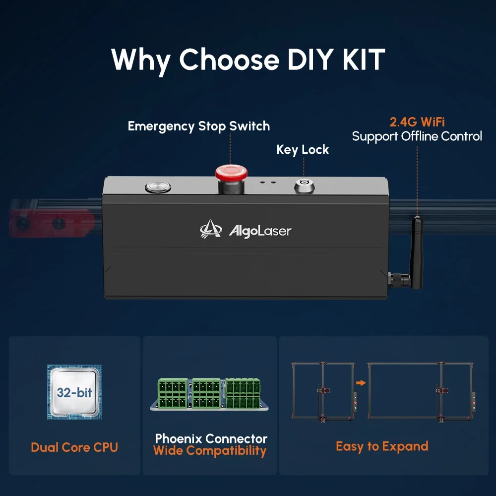 Algolaser DIY készlet 10W Lézer Éremmetsző Kutter vel wifi offline APP vezérlő Szeletelőkés Lézer Éremmetsző Kutter DIY Logó Lebélyegző Nyomdász