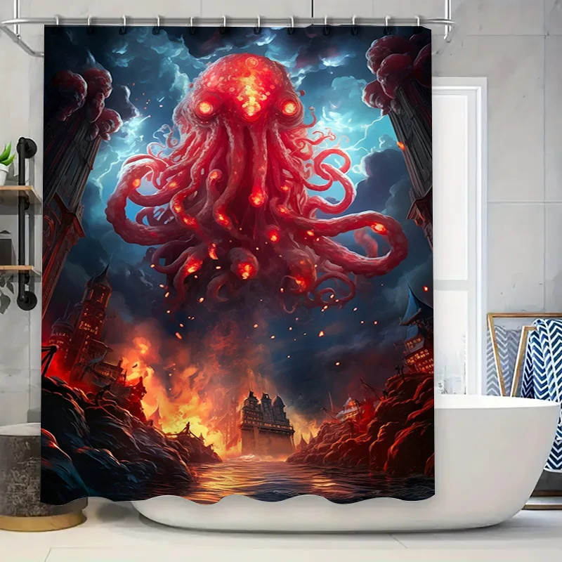 

Красный гигантский щупальце Ктулху, занавеска для ванны, 3D фантазия, научно-фантастический дизайн ужасов для украшения ванной комнаты, водонепроницаемый душ высокого качества