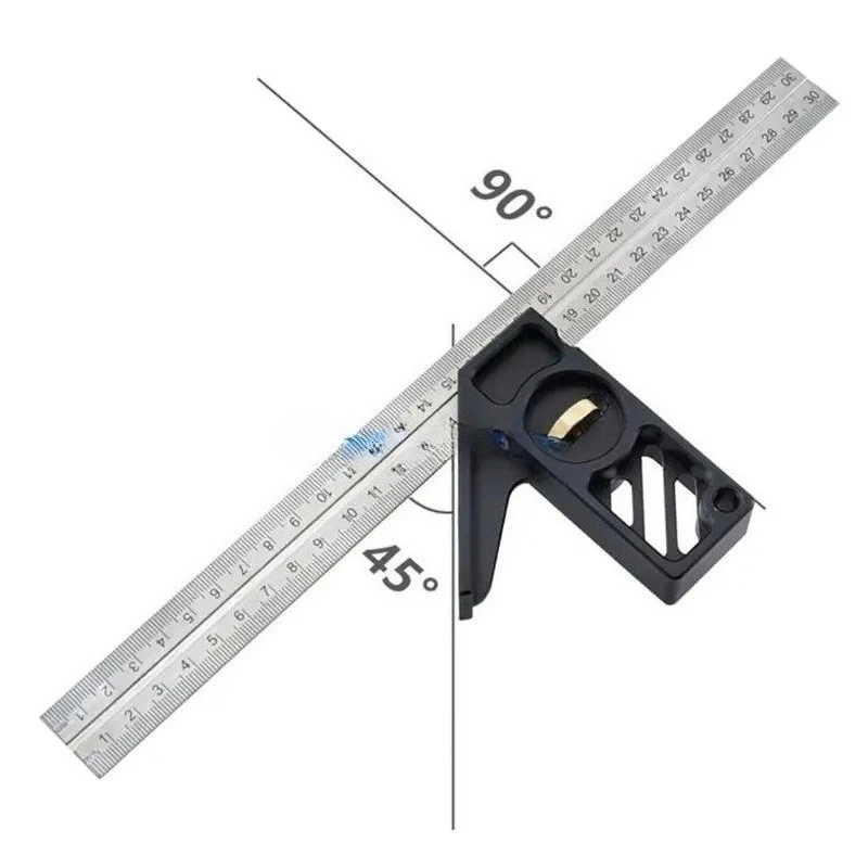 Y6GD AngleRuler Gauge  Protractor Stainless Steel for Woodworking 300mm Square Ruler