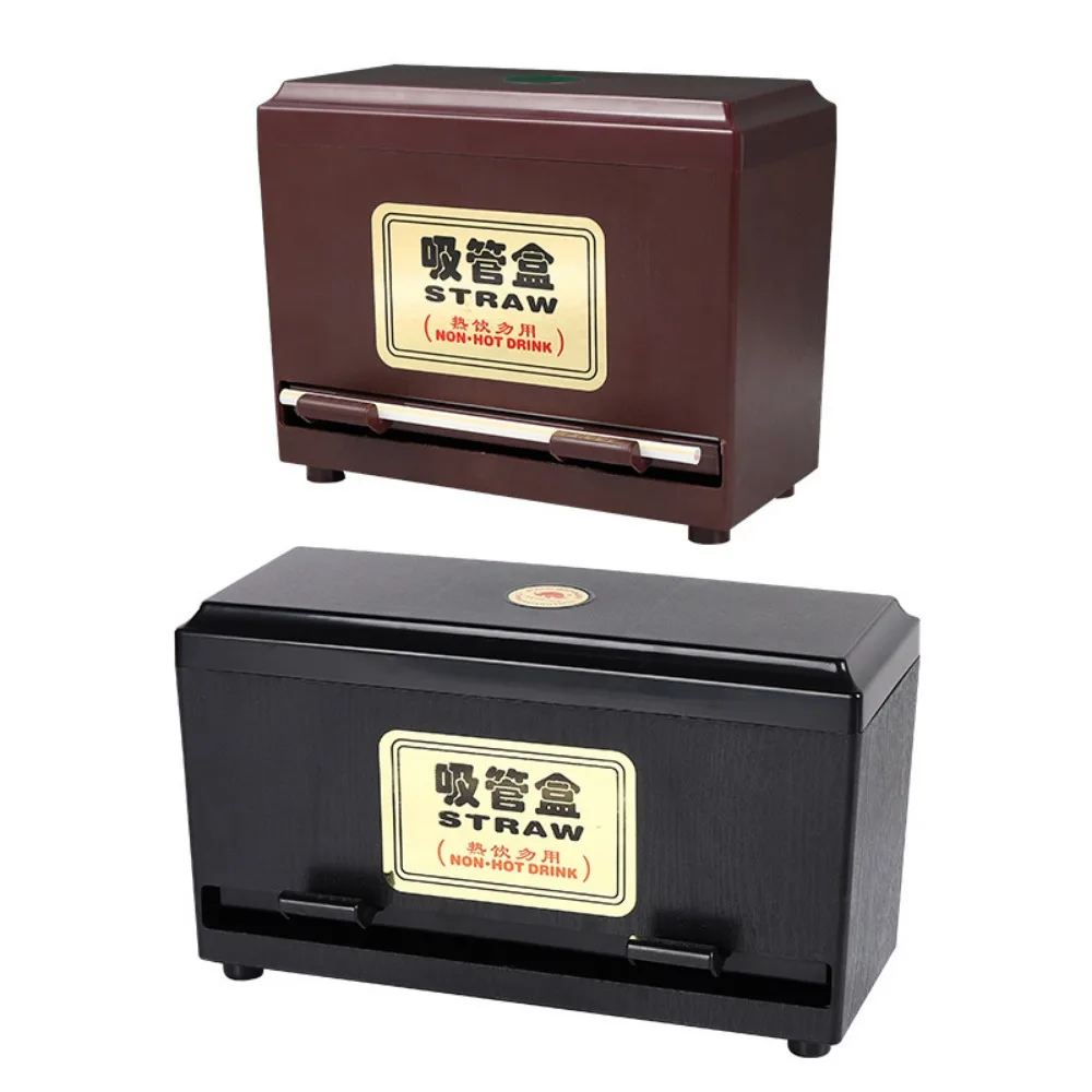 Plastic Push Straws Dispenser Black Adjustable Outlet Storage Box Pressing Type Chopstick Container Box Restaurant Coffee Shop