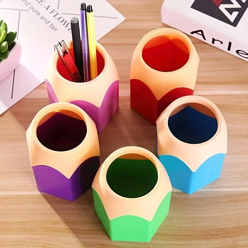 4/6 Piece Set with Random Colors, Cute Colored Pencil Holder, Desk Organizer, Plastic Stationery Organizer Suitable for Classroom, Home, Office Decoration, Creative Stationery Rack