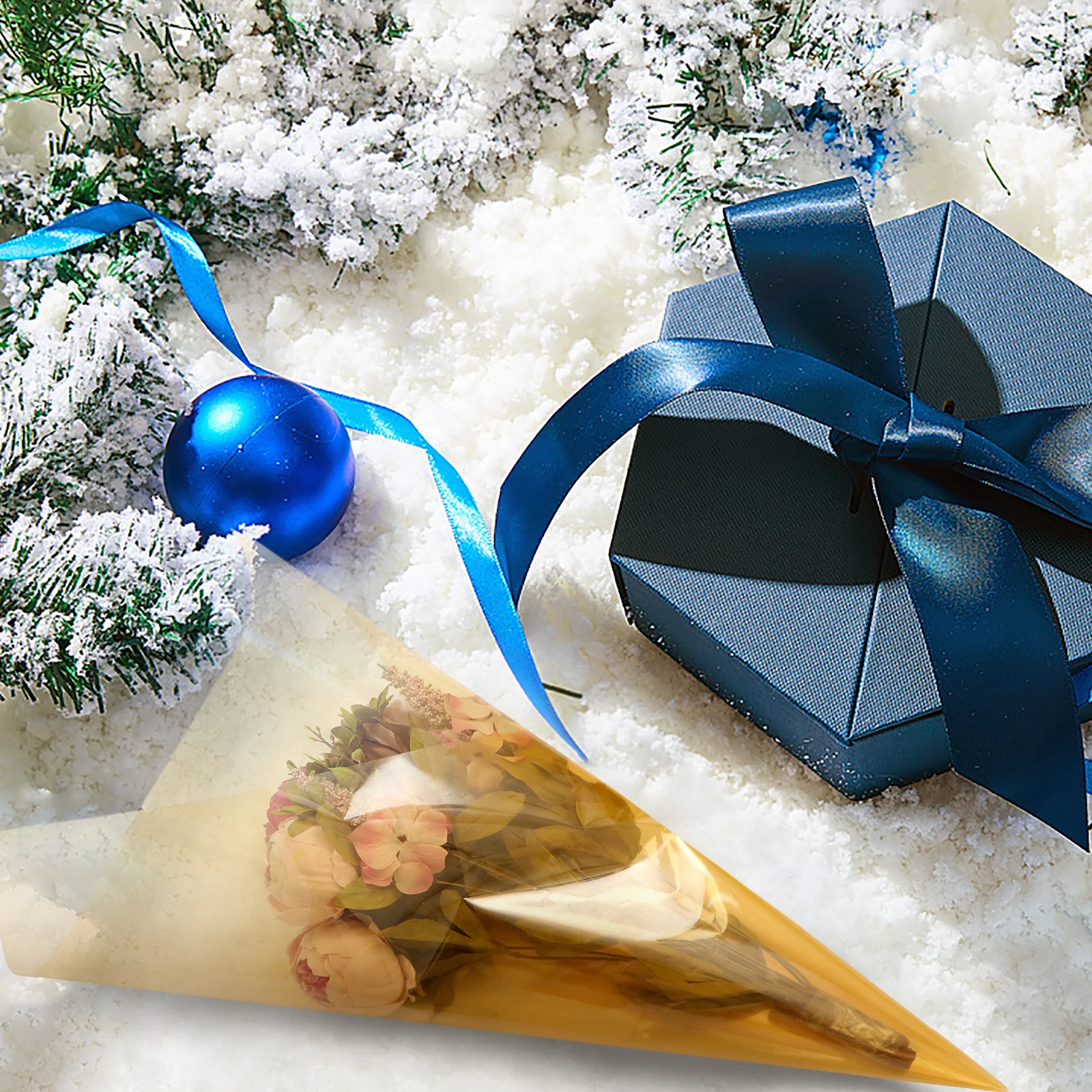 

20Pcs Gift Wrapping Paper Waterproof Solid Color Flower Wrapping Crystal Cellophane for Holiday Gift Pack Plain Color Cellophane