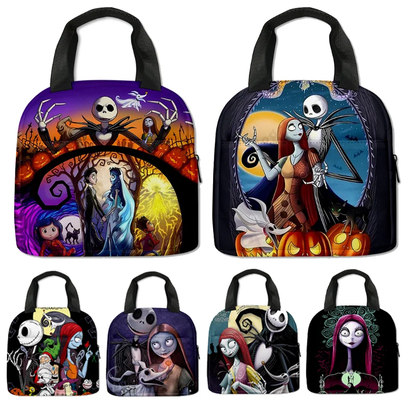 

The Nightmare Before Christmas Lunch Bag Portable Insulation Bags Cartoon Student Bento Lunch Pack Handbag Camping Picnic Bag