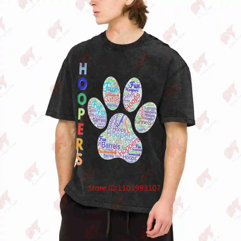Dog Hoopers Agility Hoops Vintage Washed Tee Pure Cotton T-Shirt
