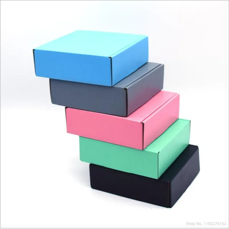 10pcs Candy Color Black Corrugated Paper Shipping Boxes Mailer box Large Clothing Hair Wigs Gift Box (Custom Logo Need 100pcs)