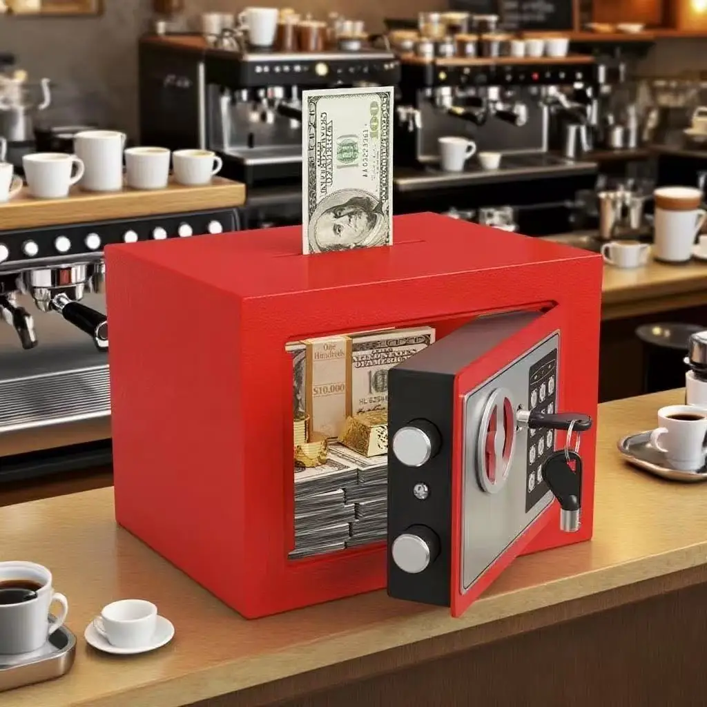 【デュアルロック解除】貯金金庫 - 家庭用小型金庫 - 貯金キャニスター - 多機能パスワードロック