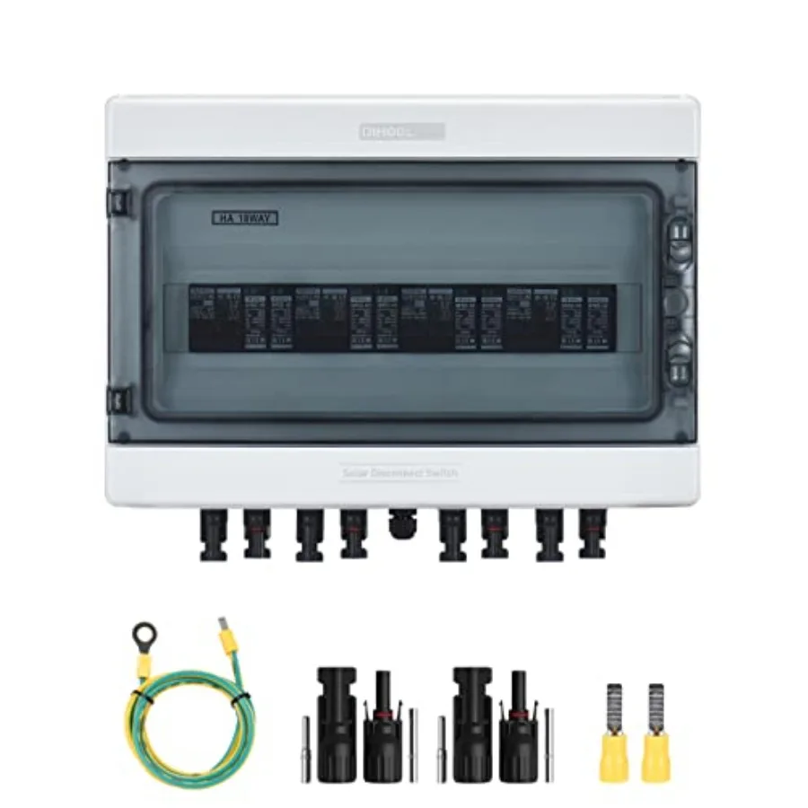 

Разъединитель для солнечных батарей 40А, выключатель постоянного тока с защитой от перенапряжения, комбинированный бокс для солнечных панелей 4 входа/4 выхода, 1000В