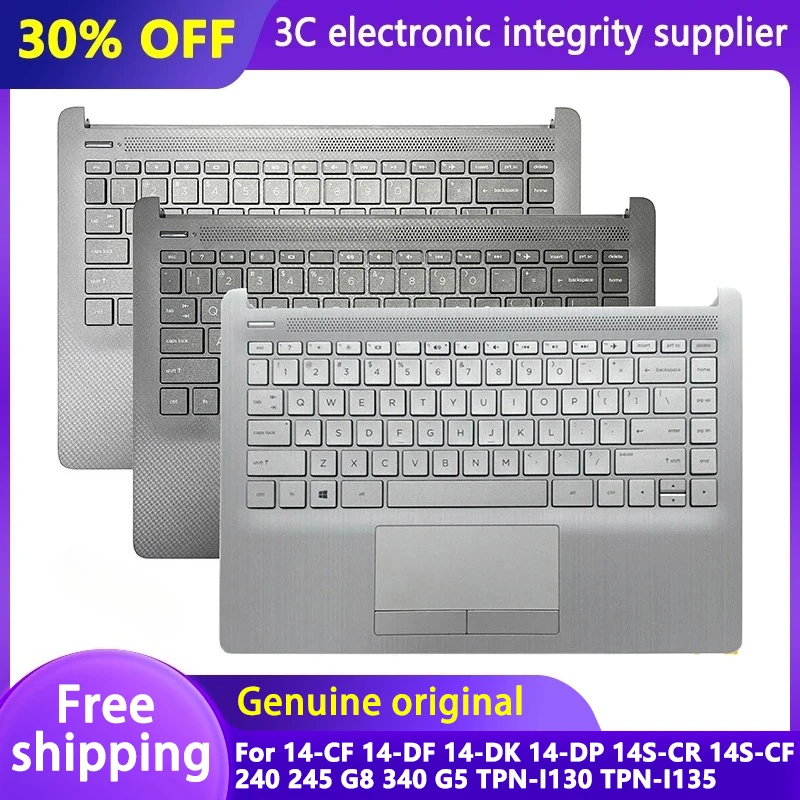 

New US/SP Keyboard for 14-CF 14-DF 14-DK 14-DP 14S-CR 14S-CF 240 245 G8 340 G5 TPN-I130 TPN-I135 Laptop Palmrest Upper Top Case