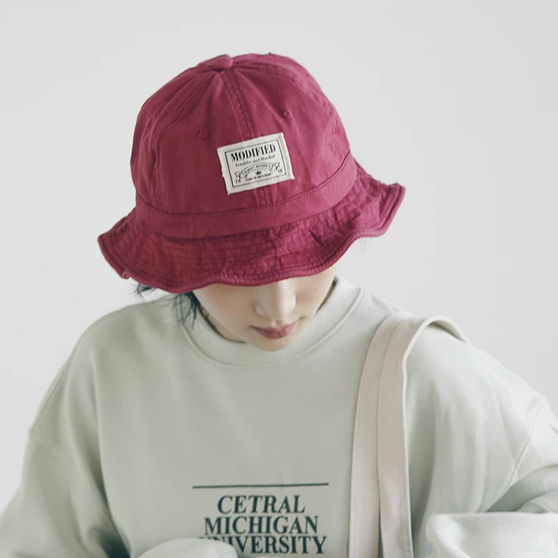 Japanese Short Along Basin Caps Women Korean Versatile Dome Bucket Hat Fashion Travel Spring and Summer Retro Tooling Men\'s Cap