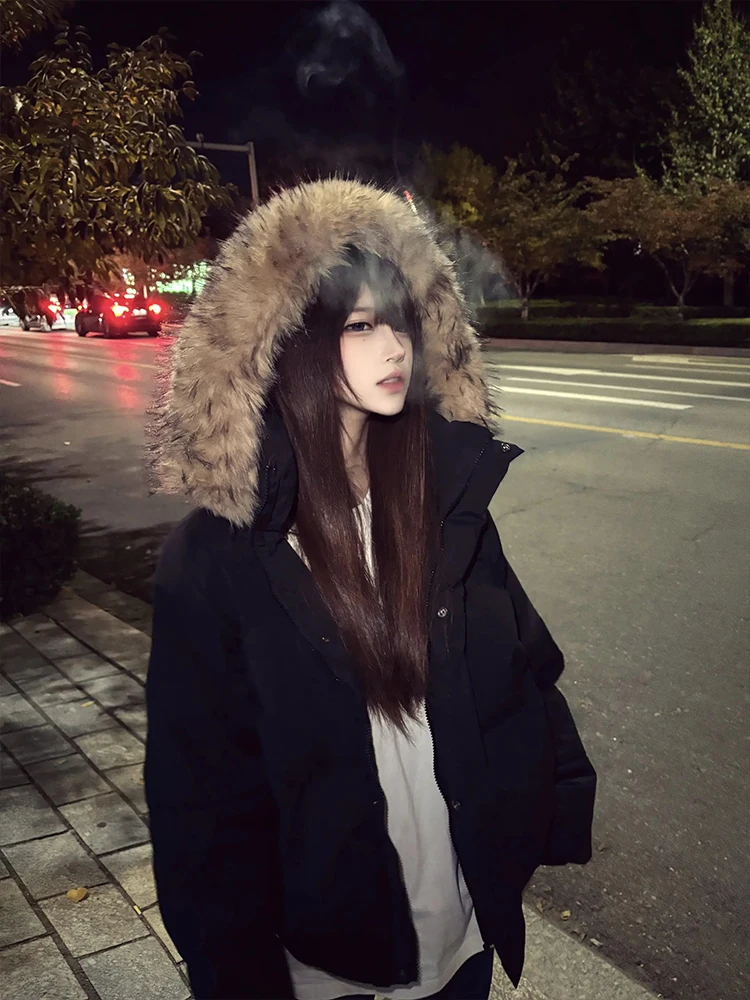 

Зимняя куртка-пуховик Thiened с большим меховым воротником для мужчин и женщин, рабочая одежда, хлопковая парка Bla Cleanfit American Sle