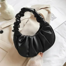 1pc Fashionable Summer Pleated Handbags Women PU Cloud Bags Leisure Armpit Bag Shoulder Bag