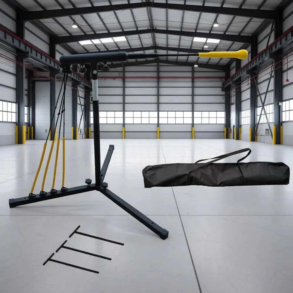 

Baseball Swing Trainer with 4 Power Bands,Batting Swing Trainer or Baseball & Sotball,Height Adjustable 29-44 inches Baseball Tr