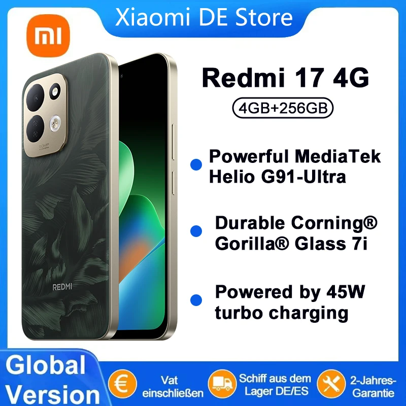 Global Version Redmi 17 4G NFC Mobile Phones 6.9" FHD Eye-care AMOLED Display Powerful Snapdragon 6s 4G Gen 2 Cellphone 7700mAh Battery