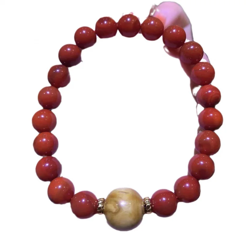 Southern Red Agate with Sea Willow Ball Bracelet