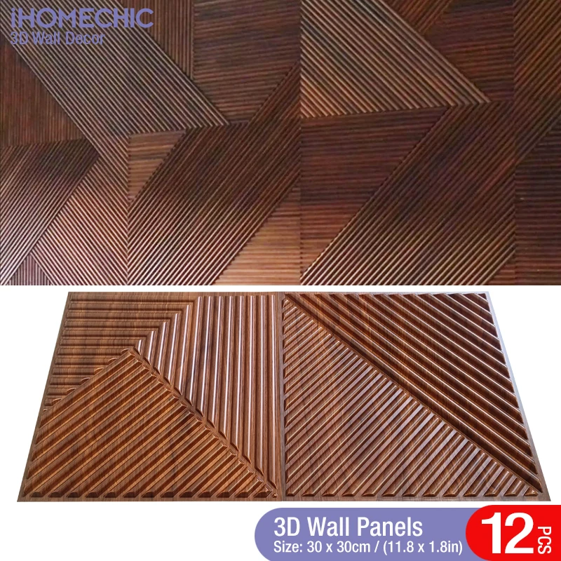 12pcs 30x30cm Super 3D Art Wall Panel PVC Waterproof 3D Wall Sticker Decor Tiles Diamond Design DIY Home Decor 11.81'' X 11.81''